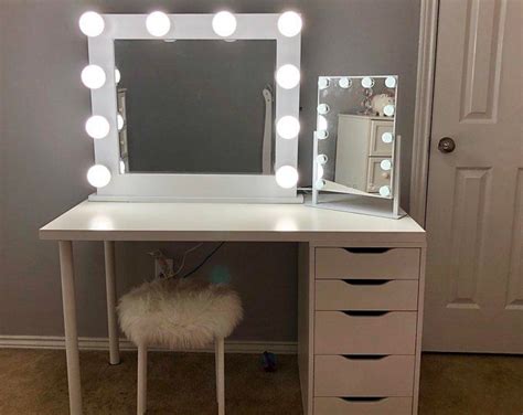 We couldn'€™t find the one we liked at the local hardware stores and online, so i searched ikea hackers for an idea and sure enough found a vanity made out of. Vanity Mirror With Lights And Desk Ikea - Home Living Ideas