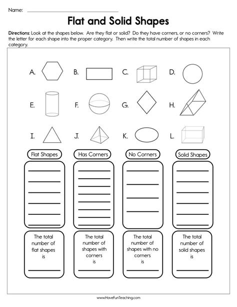 Flat And Solid Shapes Worksheet Have Fun Teaching