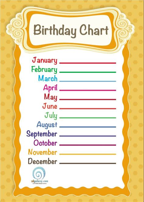 7 Best Images Of Printable Birthday Charts For Classroom Preschool