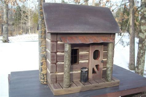 Log Cabin Primitive Birdhouse Rustic Birdhouse Rustic Etsy