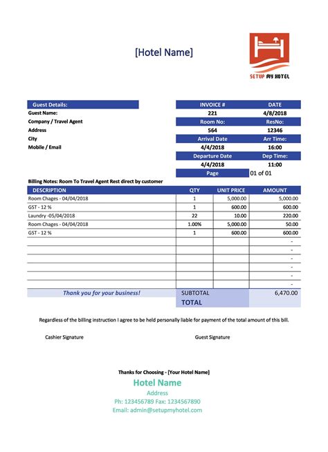33 Real And Fake Hotel Receipt Templates Templatelab
