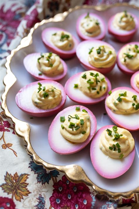 Pink Pickled Deviled Eggs Recipe Stacie Flinner