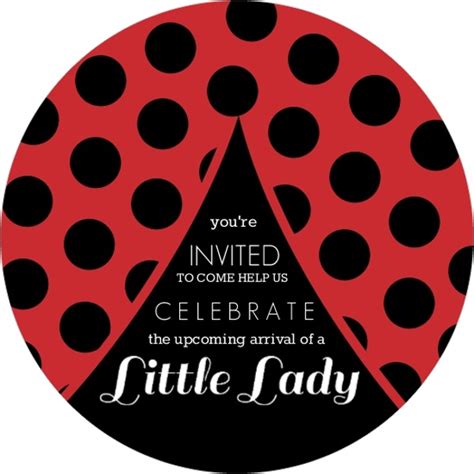 Find ladybug themed baby shower supplies such as adorable party favors, decorations, invites and tableware that feature the red, black and white color scheme. Big Ladybug Baby Shower Invitation Template
