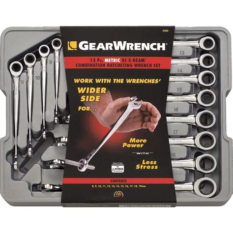 Gearwrench Extra Long X Beam Ratcheting Combination Wrenches — 8mm19mm