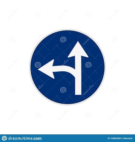 Proceed Straight Or Turn Right Road Signvector Illustration Isolate On White Background Label