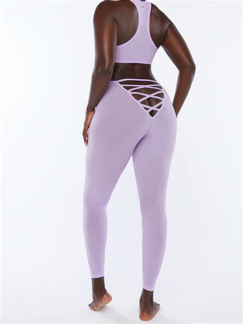 Soft Mesh Open Back Crotchless Legging In Purple Savage X Fenty