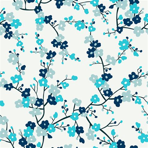 Beautiful Sakura Tree Inspired Pattern In Blue Shades For A Unique And