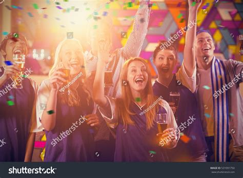 Group Friends Cheering Party While Having Stock Photo 531091750