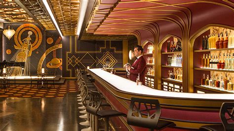 The Art Deco Meets Sci Fi Wall Coverings In Passengers Spaceship Bar