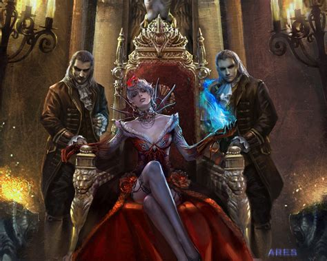 Fantasy Art Queen On Throne With Two Males The Queen Wallpaper The Two Men The Throne The