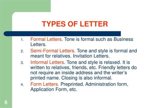 Informal Types Of Formal Letters Letter