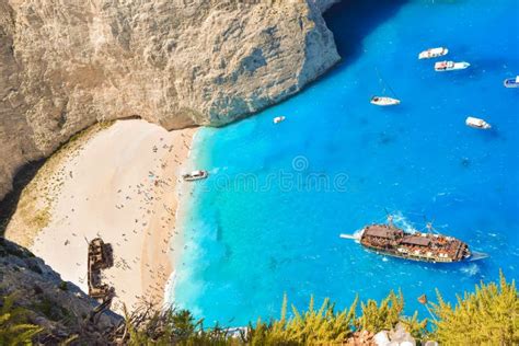 Shipwreck Bay Zakynthos Island Greece Stock Photo Image Of Boat