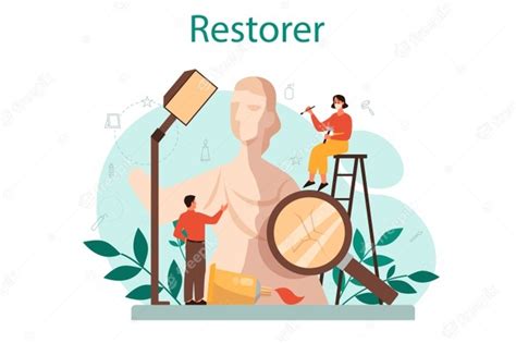 Premium Vector Restorer Concept Artist Restores An Ancient Statue