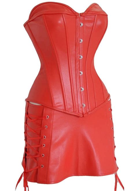 2021 Sexy Faux Leather Overbust Corsetskirt Pu Showgirl Suit Skirt Bodyshaper Lingerie Hot