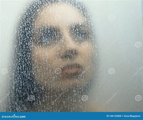 Girl Behind A Foggy Glass Stock Photo Image Of Bathroom 166125808