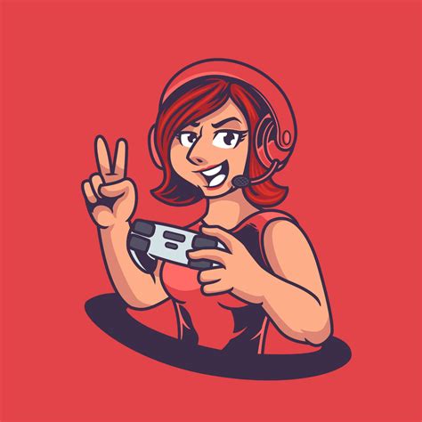 Download Red Girl Gamer Logo Wallpaper