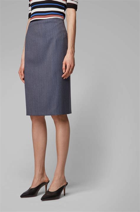 Boss Valiana Wool Pencil Skirt In Blue Lyst