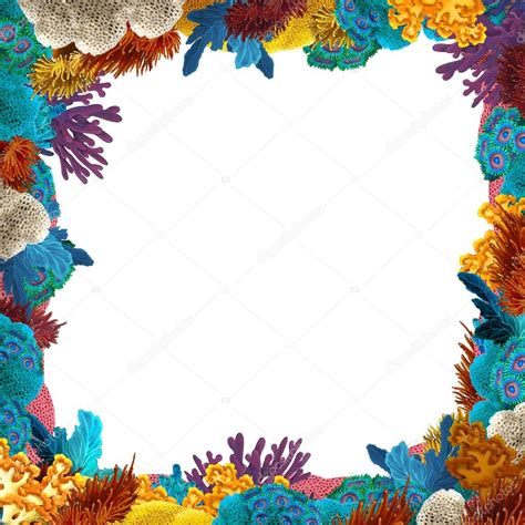 The Coral Reef Frame Border Illustration For The Children Stock