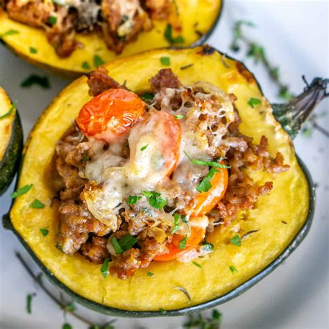 Sausage Stuffed Acorn Squash Two Ways Babaganosh