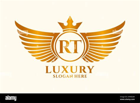 Luxury Royal Wing Letter Rt Crest Gold Color Logo Vector Victory Logo