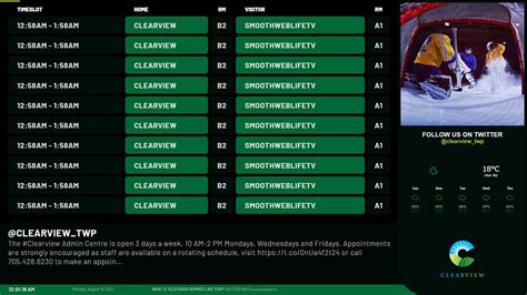 Clearview Sports Complex Digital Signage Arena Schedule