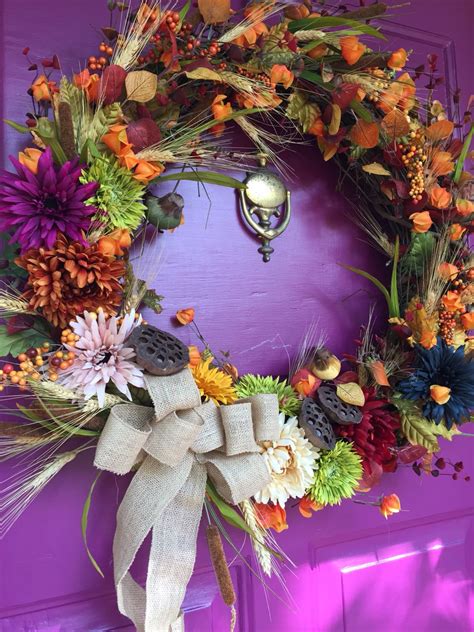 Fall Wreath Love Fall Wreath Frontdoor Fuschia By Cynthia Innis Cyninnis Fall Wreath