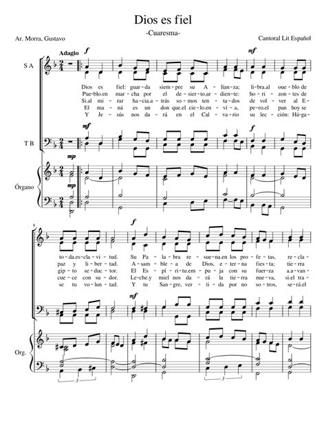 Dios Es Fiel Sheet Music For Organ Vocals Church Choir