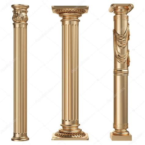 Golden Columns Isolated On White Background Stock Photo By ©vasssaa
