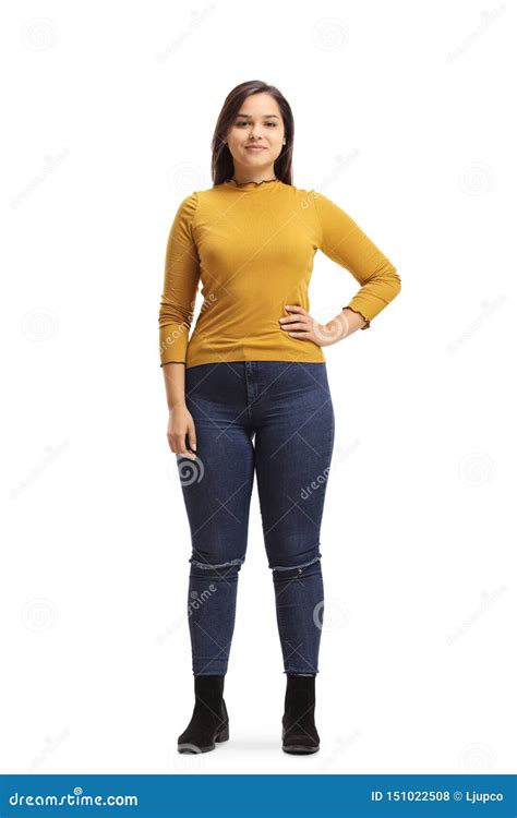 Casual Young Female Standing And Posing Stock Photo Image Of Pose