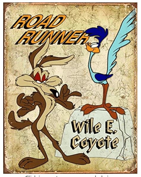 Road Runner Wile E Coyote Tin Sign Chuck Jones