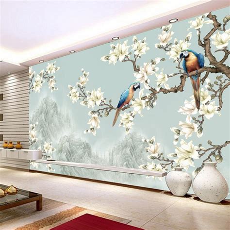 Chinese Style Simple Elegant Flower Bird Figure 3d