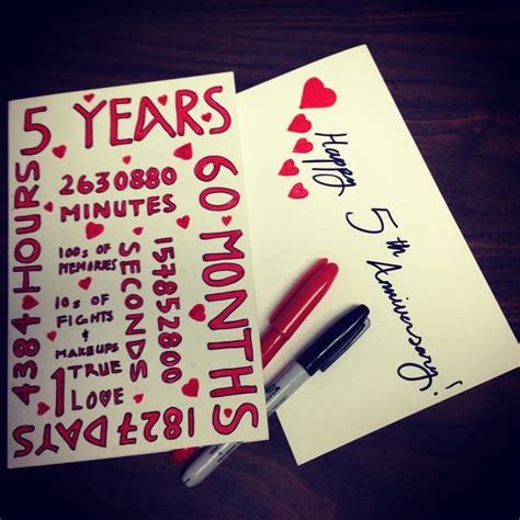 5 Year Anniversary Card By Cardlikeyoucare Homemade Anniversary Cards