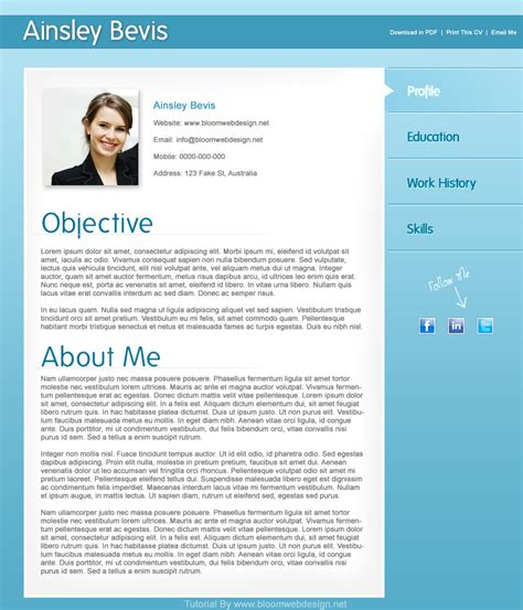 You can find a sample cv for use in the business world, academic settings, or one that lets you focus on your particular skills and abilities. Design a Professional Resume/CV Template in Photoshop -DesignBump