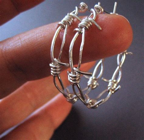 Barbed Wire Hoop Earrings Sterling Silver By Girltuesdayjewelry Funky