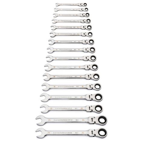 Buy Metric 90 Tooth Flex Head Combination Ratcheting Wrench Tool Set 16 Piece Online At Lowest