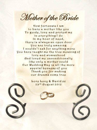 Personalised Mother Of The Bride Poem Poem Print Wedding Thank You