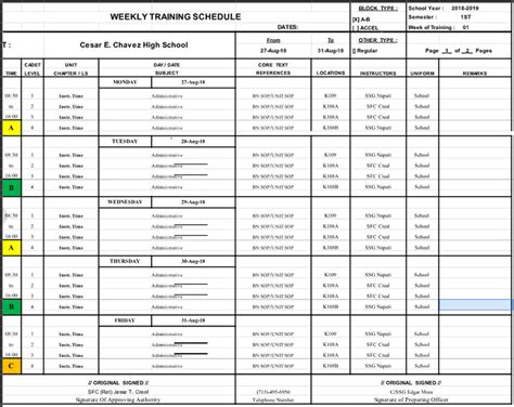 Army Training Schedule Template - Best Template Ideas