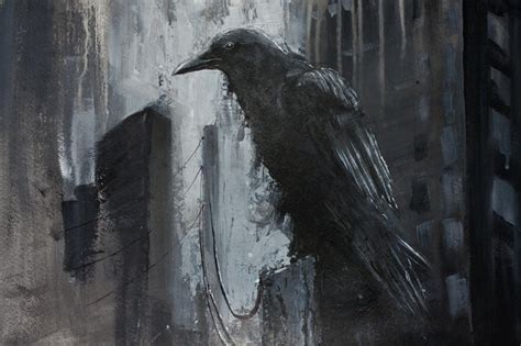 Raven Crow Decor Giclee Print On Canvas Gothic Crow Dark Etsy