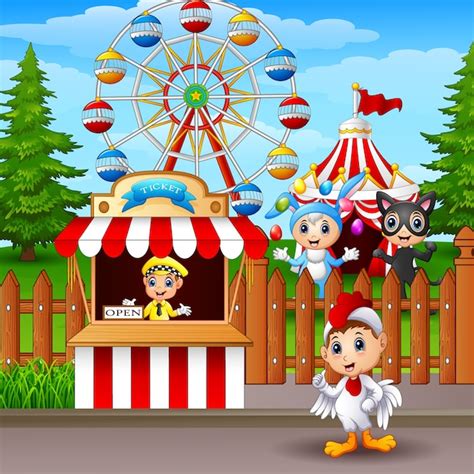 Premium Vector Cartoon Amusement Park