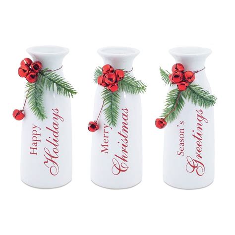 Miniature pine cone christmas tree. Melrose Set of 3 White Milk Bottle Christmas Decorations with Jingle Bells 9" | Christmas ...