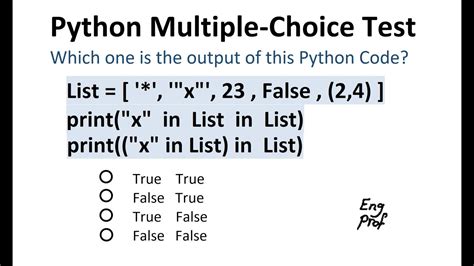 Python Multiple Choice Coding Test Operator Chaining Example Youtube