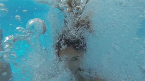 Beautiful Girls In Bikini Swimming Underwater Stock Video Footage Dissolve
