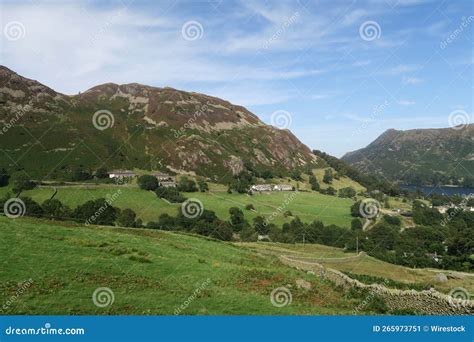 Natural View Of Greenfield And Mountain In Glenridding England Stock