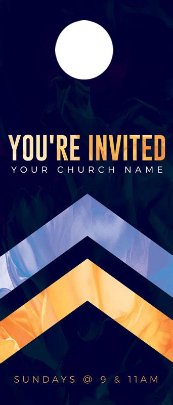 Invited Gold Purple Chevron Door Hanger Church Invitations Outreach