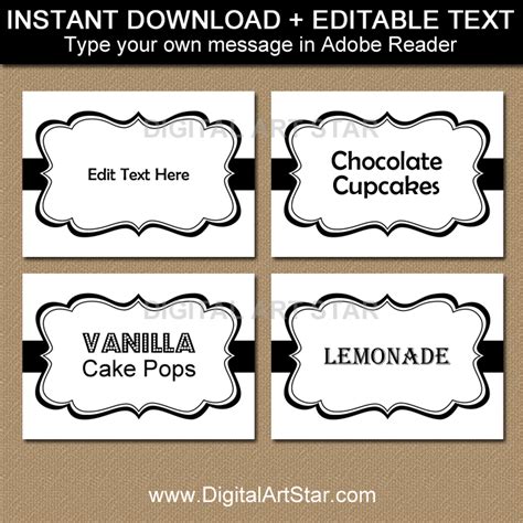 Black And White Editable Labels Digital Art Star