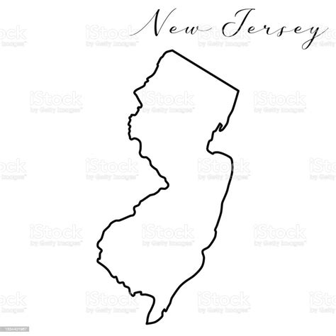 New Jersey Map Vector Line Illustration Stock Illustration Download