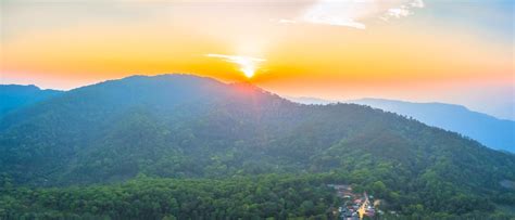 The Beautiful Sunset In The Highest Mountain Of Thailand Stock Photo