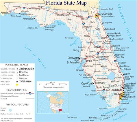 ♥ Florida State Map A Large Detailed Map Of Florida State Usa
