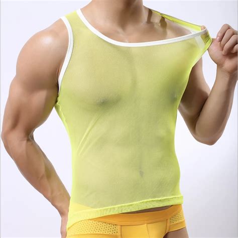 Sexy Mesh Men Vest Underwear Colorful And Breathable Undershirt
