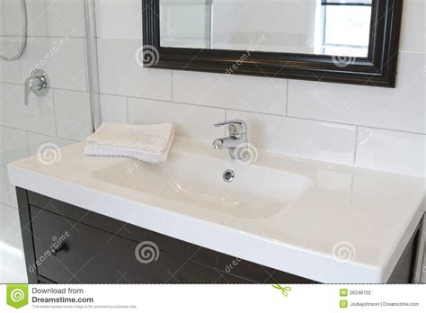 Black Bathroom Vanity And Mirror Stock Photo Image Of